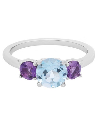 Anillo de oro blanco amatista brillante 1
