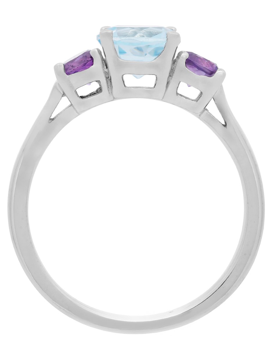 Anillo de oro blanco amatista brillante 3
