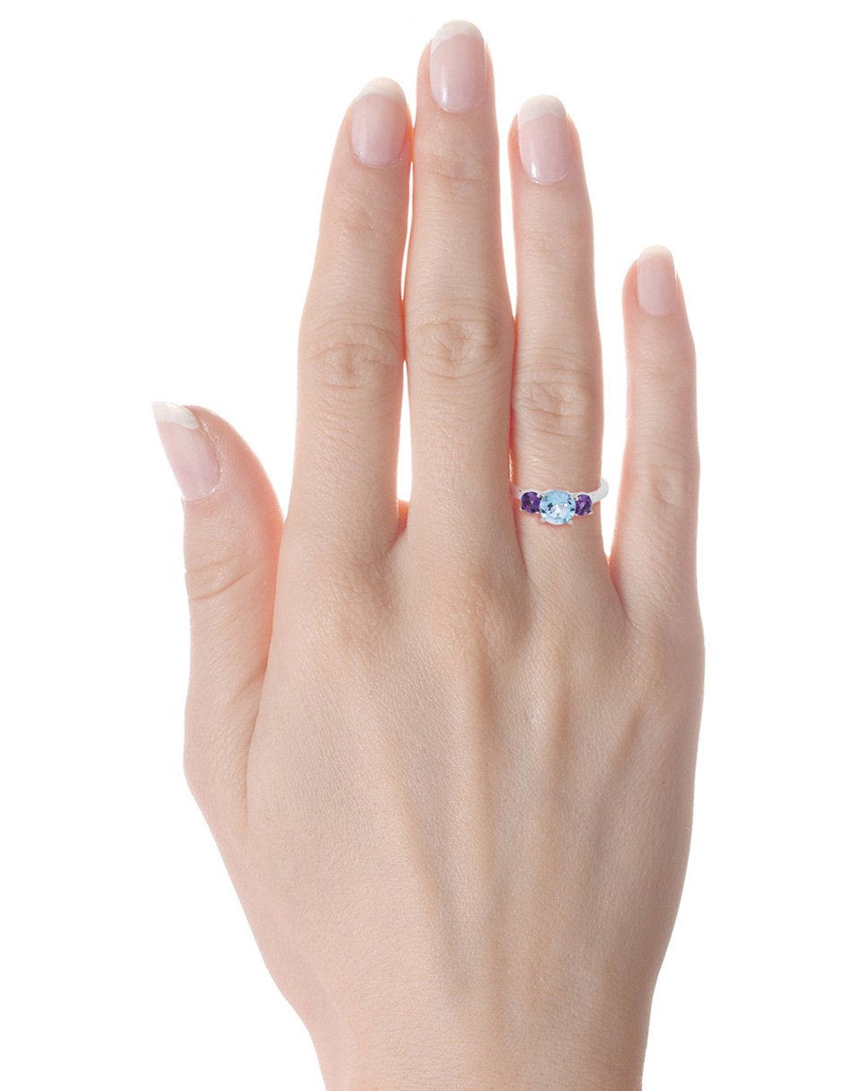 Anillo de oro blanco amatista brillante