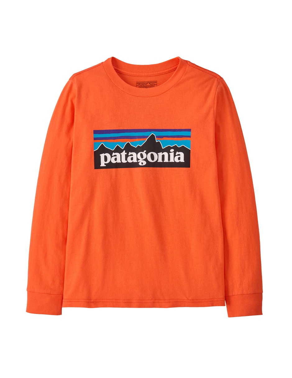 Playera deportiva outdoor Patagonia Long-Sleeved P-6 Logo de niña