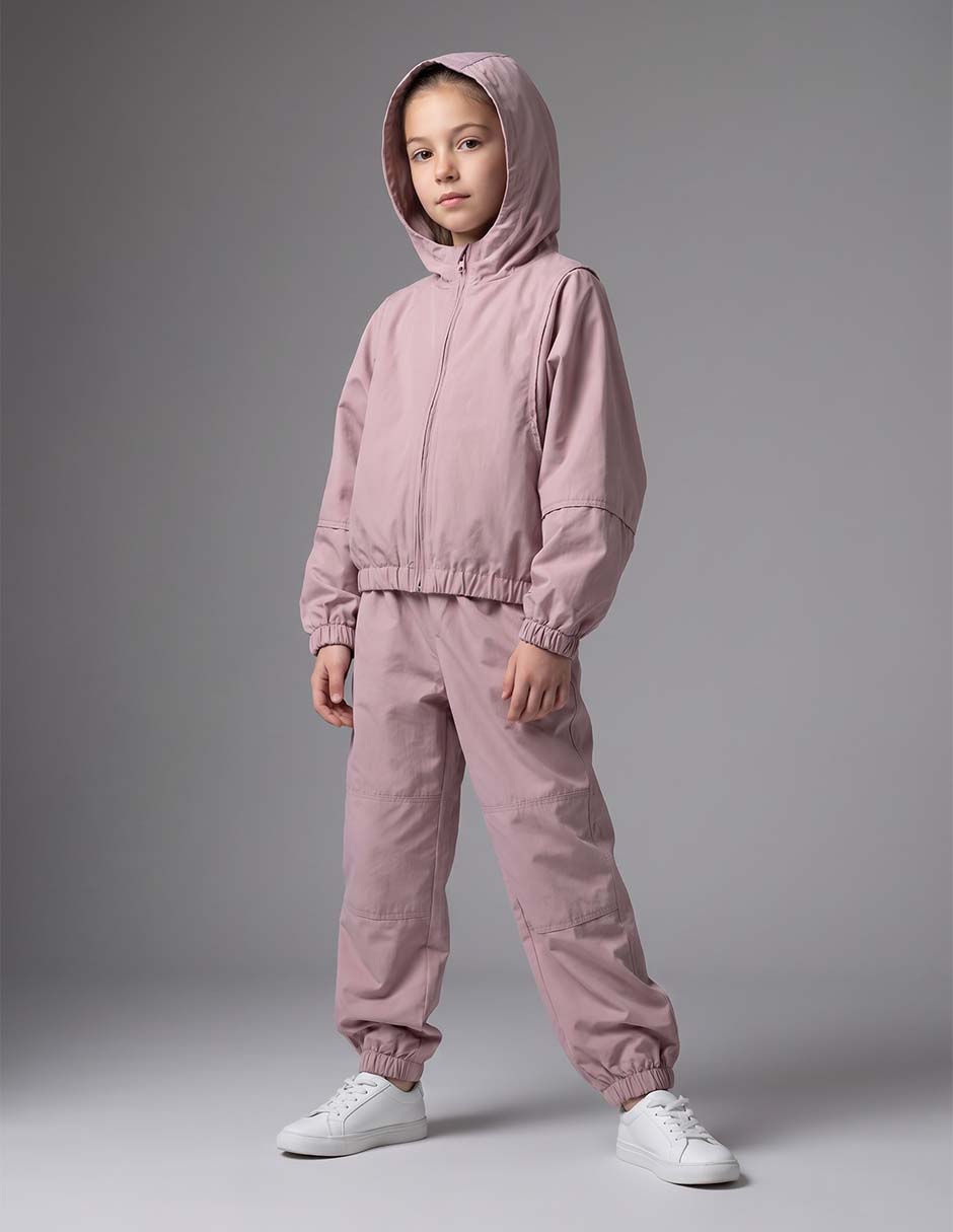 Conjunto deportivo regular con elástico para niña Conjunto deportivo regular con elástico para niña