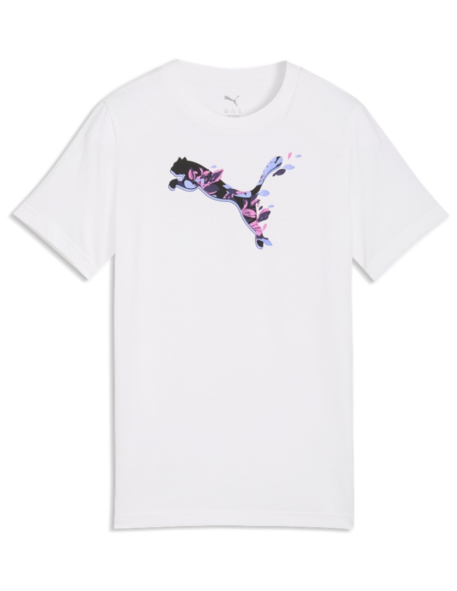 Playera deportiva para entrenamiento Puma Graphic Floral Cat Tee G de niña