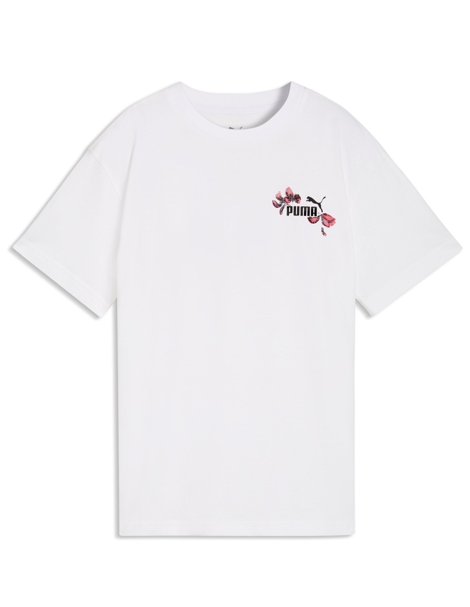 Playera deportiva para entrenamiento Puma Ess Nature 20 Relaxed Graphic Tee G de niña