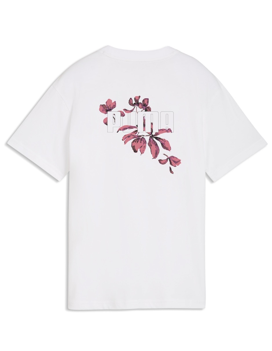 Playera deportiva para entrenamiento Puma Ess Nature 20 Relaxed Graphic Tee G de niña