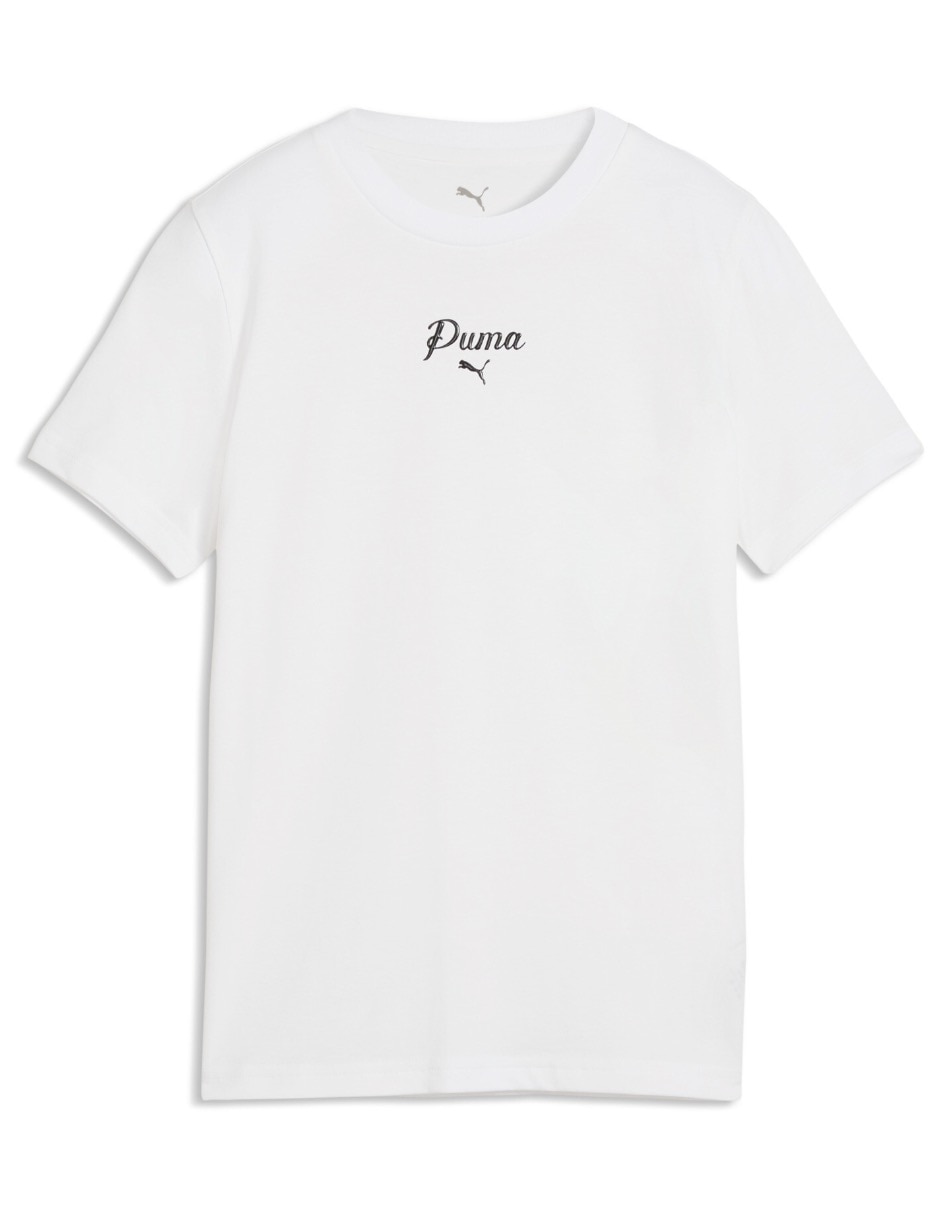 Playera deportiva para entrenamiento Puma Ess Script Tee G de niña