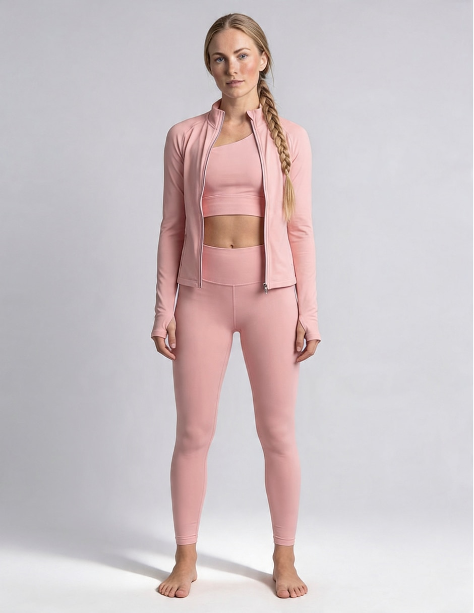 Conjunto deportivo ajustado con cierre para mujer