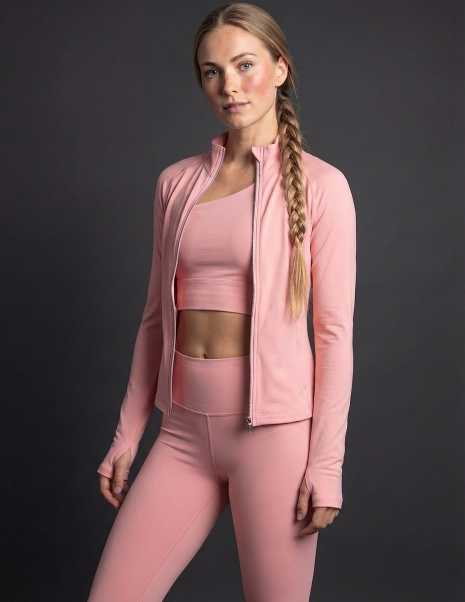 Conjunto deportivo ajustado con cierre para mujer