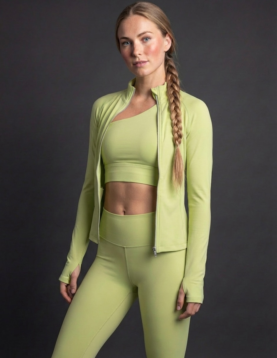 Conjunto deportivo ajustado con cierre para mujer 3