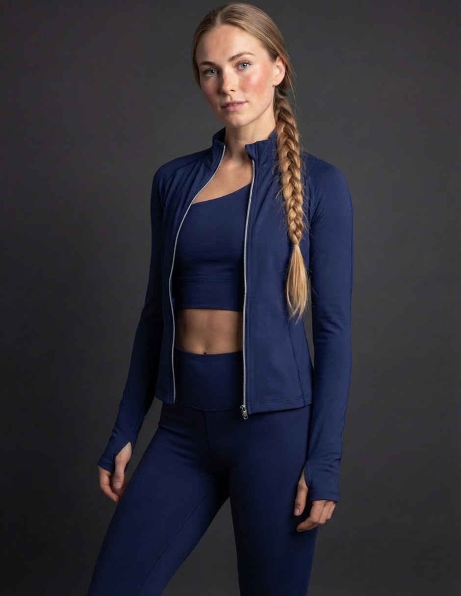 Conjunto deportivo ajustado con cierre para mujer 2