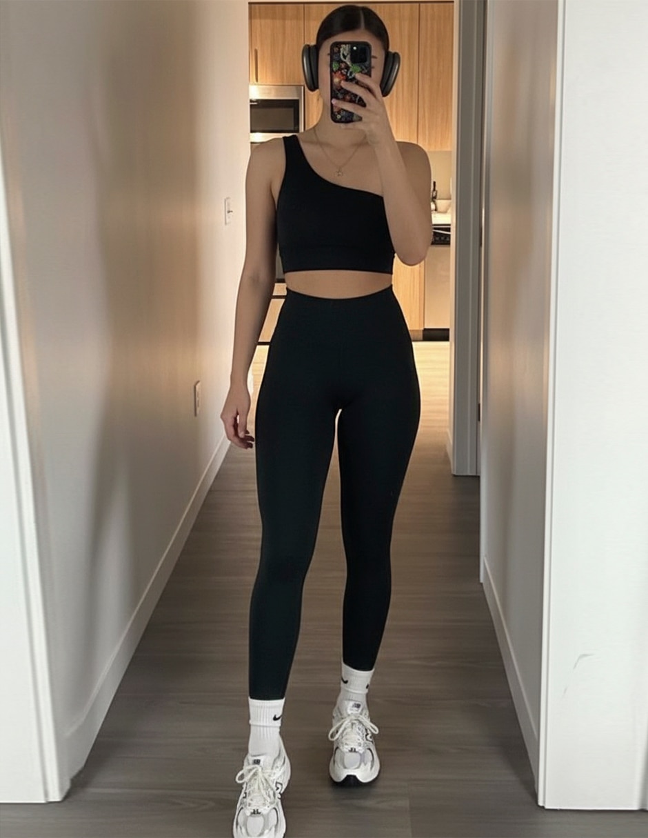 Conjunto deportivo ajustado con elástico para mujer 5