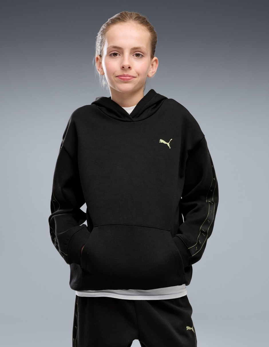 Sudadera para entrenamiento ess tape relaxed hoodie fl g con capucha para niña