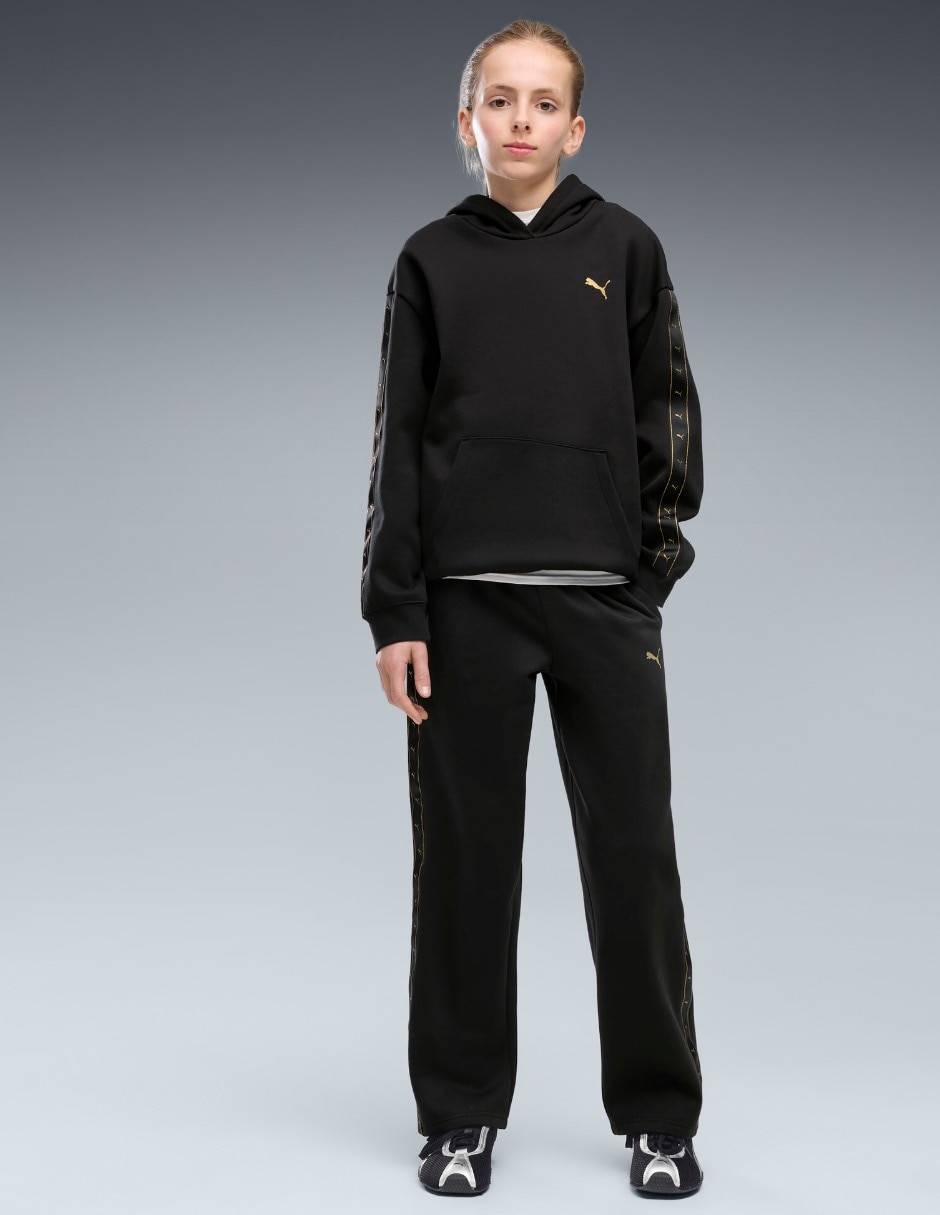 Sudadera para entrenamiento ess tape relaxed hoodie fl g con capucha para niña 3