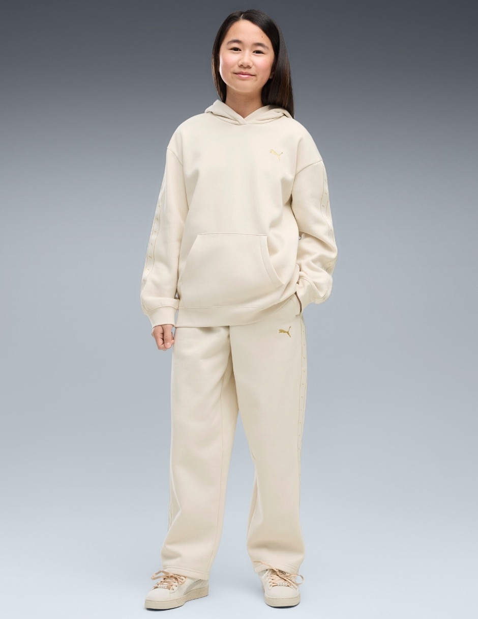 Sudadera para entrenamiento ess tape relaxed hoodie fl g con capucha para niña 3