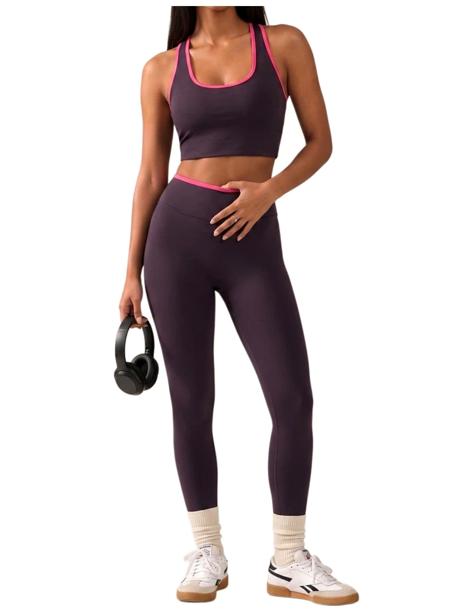 Conjunto deportivo ajustado con elástico para mujer
