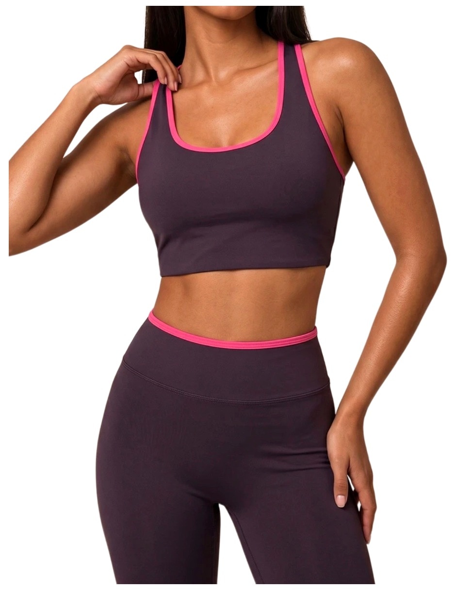 Conjunto deportivo ajustado con elástico para mujer 4