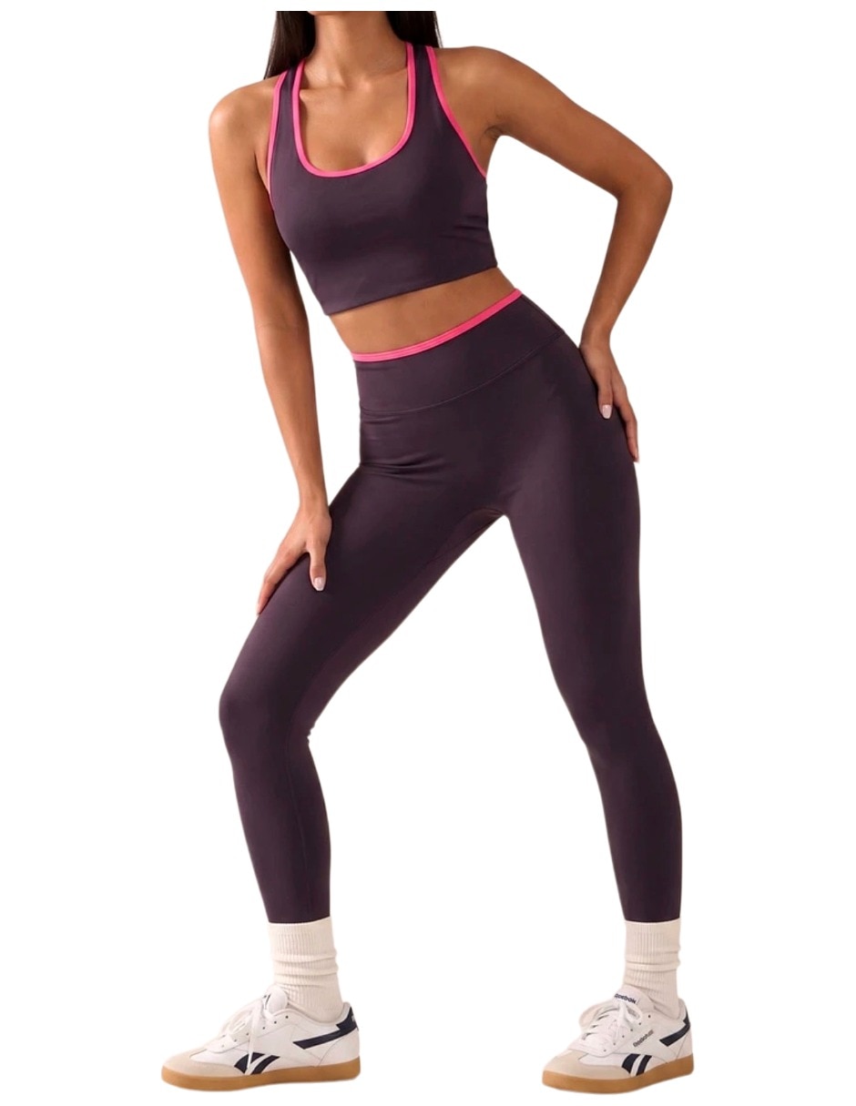 Conjunto deportivo ajustado con elástico para mujer 3
