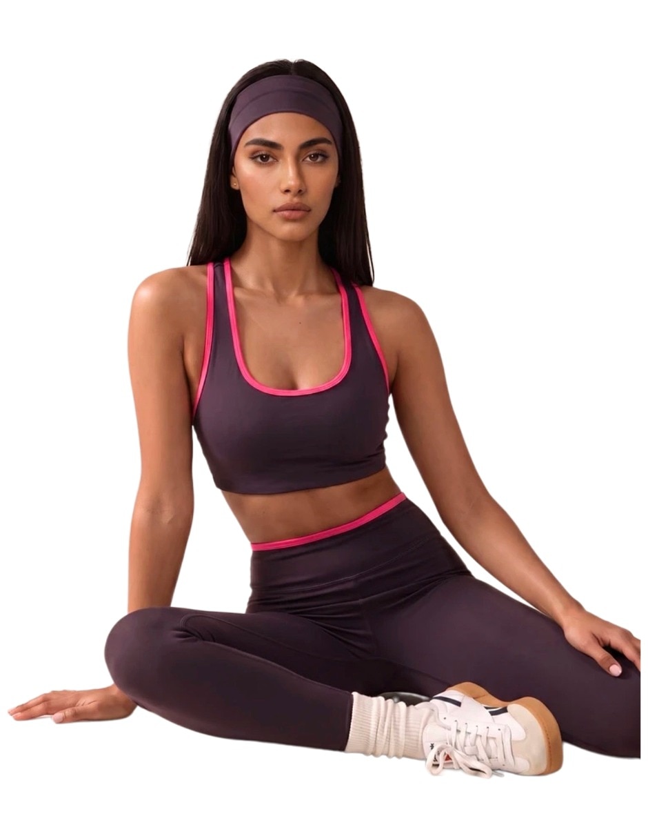 Conjunto deportivo ajustado con elástico para mujer 2