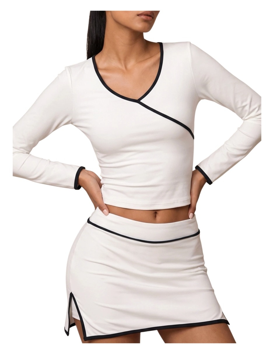 Conjunto deportivo regular con elástico para mujer